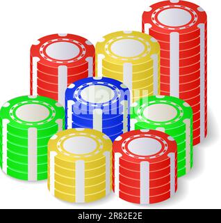 Illustrazione di pile di chip da casinò Illustrazione Vettoriale