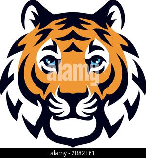 Tiger Head Mascot Logo Design Illustrazione Vettoriale
