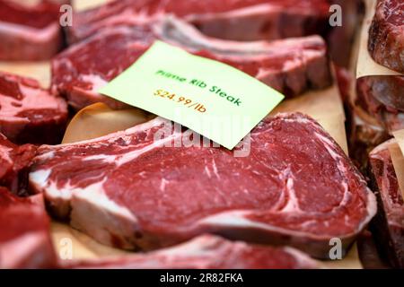 Prezzi della carne Canada, costolette di prima qualità Foto Stock