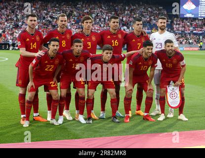 Rotterdam, Pays Bas. 18th giugno, 2023. La squadra Spagna si presenta prima della UEFA Nations League 2023, finale di calcio tra Croazia e Spagna il 18 giugno 2023 allo Stadion Feijenoord 'De Kuip' di Rotterdam, Paesi Bassi - Foto Jean Catuffe/DPPI Credit: DPPI Media/Alamy Live News Foto Stock