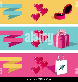 Happy lovers day greeting card vendita di sfondo impostato. File vettoriale disponibile. Illustrazione Vettoriale