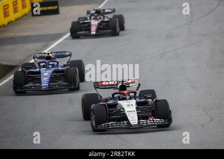 21 DE VRIES Nyck (ned), Scuderia AlphaTauri AT04, azione 02 SARGEANT Logan (usa), Williams Racing FW45, azione durante il Gran Premio di Formula 1 Pirelli du Canada, 8th° round del Campionato del mondo di Formula uno 2023 dal 16 al 18 giugno 2023 sul circuito Gilles Villeneuve, a Montreal, Canada Foto Stock