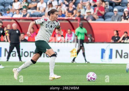 Bridgeview, Stati Uniti. 18th giugno, 2023. Chicago, USA, 18 giugno 2023: Christine Sinclair (12 Portland Thorns FC) in azione durante la partita di calcio NWSL tra le Chicago Red Stars e Portland Thorns FC domenica 18 giugno allo stadio Seat Geek di Bridgeview, USA. (NESSUN UTILIZZO COMMERCIALE). (Shaina Benhyoun/SPP) Credit: SPP Sport Press Photo. /Alamy Live News Foto Stock