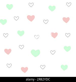 Sfondo senza cuciture dei cuori. Sfondo vettoriale per la stampa su tessuti, carta da imballaggio, web design e social media. Illustrazione Vettoriale
