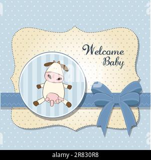 Welcome Baby card con mucca Illustrazione Vettoriale