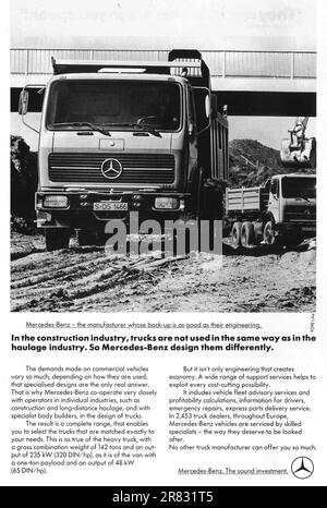Annuncio Mercedes-Benz Truck su una rivista 1979 Foto Stock