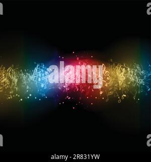 Abstract con sfondo colorato note musicali Illustrazione Vettoriale