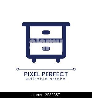 Icona dell'interfaccia utente lineare pixel Perfect Nightstand Illustrazione Vettoriale