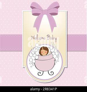 Romantico Baby girl doccia card Illustrazione Vettoriale