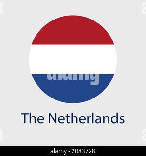 Le icone dei vettori di segnalazione dei Paesi Bassi sono impostate in forma di cuore, stella, cerchio e mappa. Illustrazione della bandiera olandese con diverse forme geometriche. Illustrazione Vettoriale