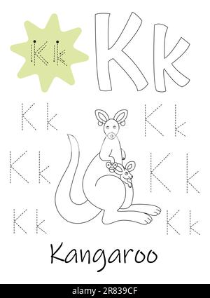 Libro da colorare - copybook per bambini. Lettera K Illustrazione Vettoriale