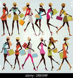 Illustrazione di shopping ragazza Illustrazione Vettoriale