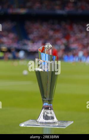 Rotterdam, Paesi Bassi. 18th giugno, 2023. Trofeo visto durante la partita finale della UEFA Nations League 2022/23 tra Croazia e Spagna a De Kuip. Punteggio finale; Croazia 5:4 Spagna Credit: SOPA Images Limited/Alamy Live News Foto Stock