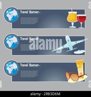 Banner di viaggio. Insieme di vettori per il progetto Illustrazione Vettoriale