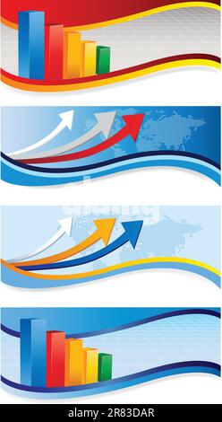 Raccolta di geometrica colorato 3D forme adatte come la testata per il web Illustrazione Vettoriale