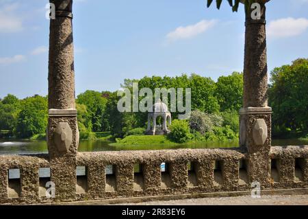 Magdeburgo, Rotehorn City Park Magdeburg, Mary's Island con il Tempio di Venere Foto Stock