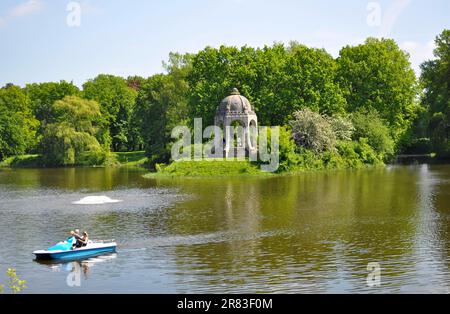 Magdeburgo, Rotehorn City Park Magdeburg, Mary's Island con il Tempio di Venere Foto Stock