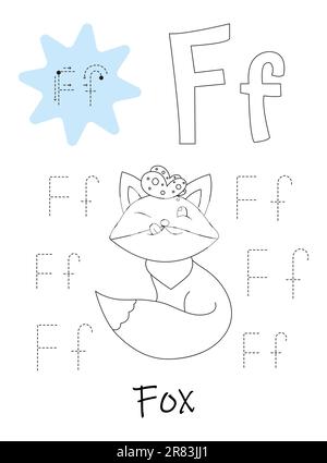 Libro da colorare - copybook per bambini. Lettera F Illustrazione Vettoriale