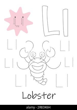 Libro da colorare - copybook per bambini. Lettera L Illustrazione Vettoriale