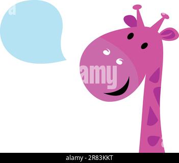 Felice giraffa con bolla del discorso. Cartone animato vettoriale Illustrazione Vettoriale