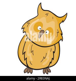 Illustrazione vettoriale del simpatico gufo dei cartoni animati sorridente. Illustrazione Vettoriale