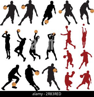 Giocatori di basket. Insieme di vettori per la progettazione Illustrazione Vettoriale