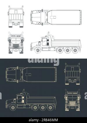 Illustrazioni vettoriali stilizzate di progetti di dumper Illustrazione Vettoriale