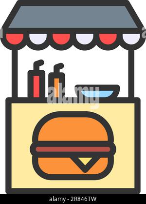 Immagine vettoriale dell'icona Burger Stall. Illustrazione Vettoriale