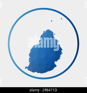 Mauritius icona. Mappa poligonale dell'isola in anello gradiente. Rotonda bassa Poly Mauritius segno. Illustrazione vettoriale. Illustrazione Vettoriale