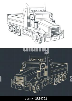 Illustrazioni vettoriali stilizzate di progetti di dumper Illustrazione Vettoriale