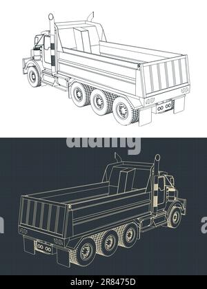 Illustrazioni vettoriali stilizzate di progetti di dumper Illustrazione Vettoriale