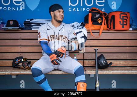 Luis Matos (29) durante una partita della MLB contro i Los Angeles Dodgers, domenica 18 giugno 2022, al Dodger Stadium, A Los An Foto Stock