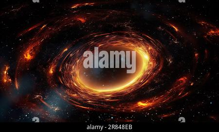 Un'immagine fantasiosa di un buco nero, che tira tutta la luce e la materia intorno ad esso. Una straordinaria visualizzazione di uno dei fen più enigmatici Foto Stock
