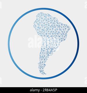 Icona Sud America. Mappa della rete del continente. Segno rotondo Sud America con anello gradiente. Illustrazione Vettoriale