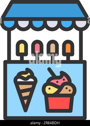 Immagine vettoriale dell'icona di stallo del gelato. Illustrazione Vettoriale