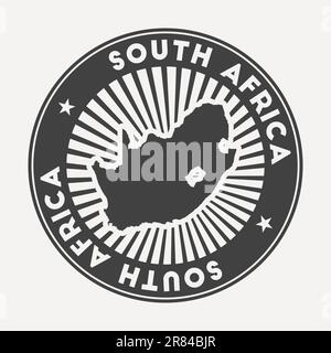 Logo rotondo Sudafrica. Badge da viaggio vintage con il nome circolare e la mappa del paese, illustrazione vettoriale. Può essere utilizzato come insegna, logotipo, etichetta Illustrazione Vettoriale