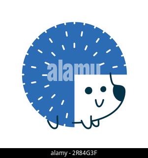 Hedgehog carino cartone animato animale divertente forma matematica. Vettore matematico personaggio, prescolare e asilo creatura geometria di base Illustrazione Vettoriale