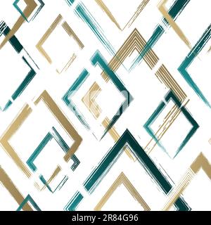 Ripetizione geometrica astratta senza giunture. Ripetizione dello sfondo della linea geometrica per le stampe di progetto. Forme di tratti di pennello ripetuti. Struttura acquerello. Ripetere Illustrazione Vettoriale