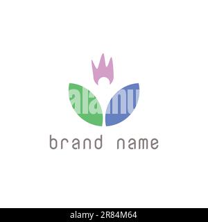 Logo astratto in forma di fiori e persone con tre colori. Illustrazione Vettoriale