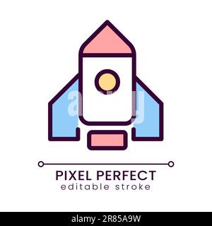 Icona di colore RGB perfetto per pixel razzo Illustrazione Vettoriale