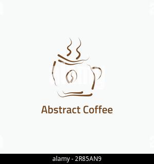 Logo astratto di una tazza di caffè caldo. Illustrazione Vettoriale