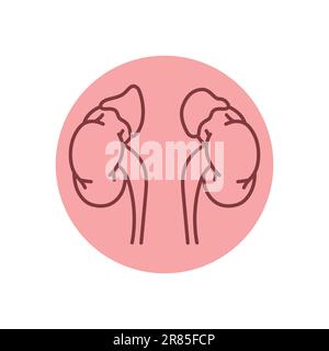 Icona della linea nera della sindrome di Addison o Cushing. Malattie autoimmuni. Pittogramma per pagina web, app mobile, promo. Illustrazione Vettoriale