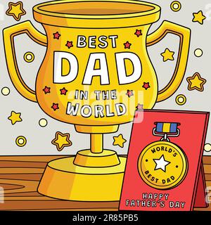 Trofeo e medaglia per il Padthers Day Cartoon colorato Illustrazione Vettoriale