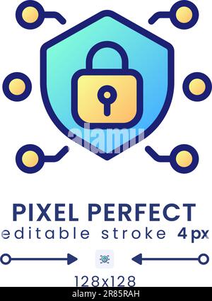 Icona del desktop di riempimento gradiente di protezione della rete Illustrazione Vettoriale