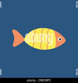 Illustrazione di stile piatto di pesce giallo vettoriale Illustrazione Vettoriale