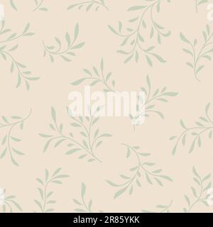 Motivo floreale senza cuciture. Rametto con foglie ornamentali. Fiorire natura estate giardino sfondo testurizzato Illustrazione Vettoriale