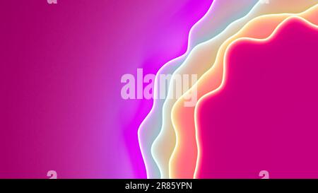 Colorful brillante arcobaleno agleam delicate forme su rosa bg - astratto 3D rendering Foto Stock