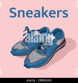 sneakers disegno matita stile schizzo Illustrazione Vettoriale