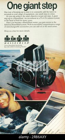 Hasselblad 500 C/M camera spot su una rivista 1978 Foto Stock