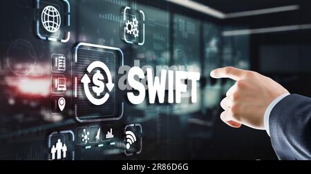 VELOCE. Società per Worldwide Interbank Financial Telecommunications. Concetto di regolamentazione delle banche finanziarie Foto Stock